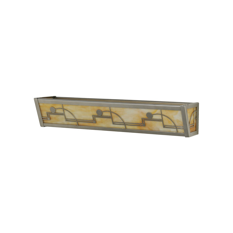 Nickel 24" Art Deco Vanity Light with Beige Shade