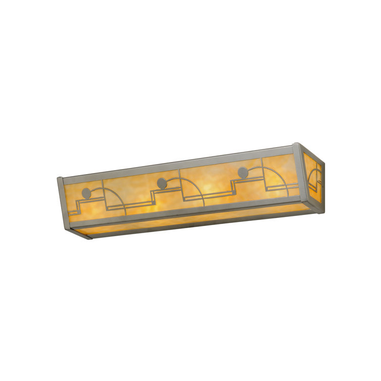 Nickel 24" Art Deco Vanity Light with Beige Shade