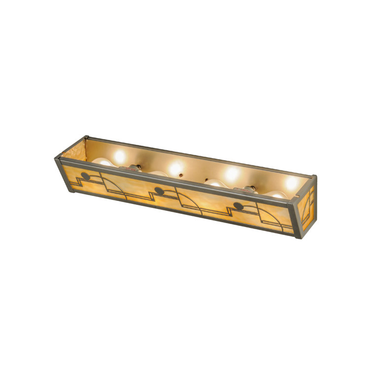 Nickel 24" Art Deco Vanity Light with Beige Shade