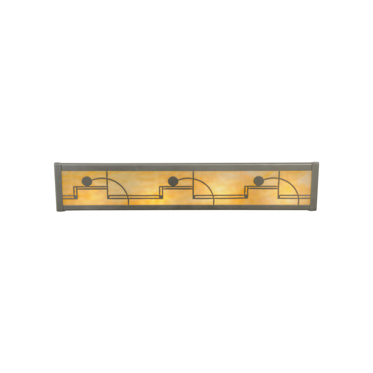 Nickel 24" Art Deco Vanity Light with Beige Shade