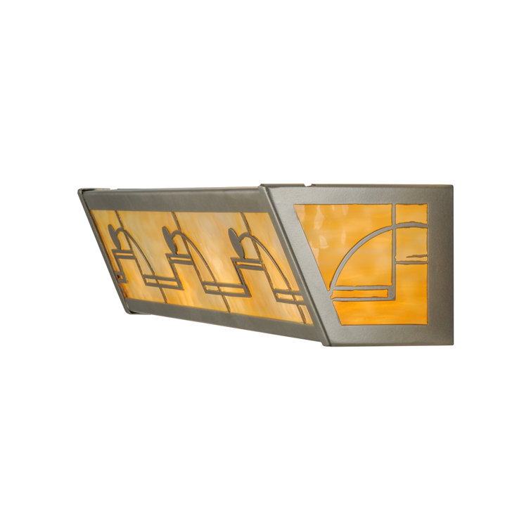 Nickel 24" Art Deco Vanity Light with Beige Shade