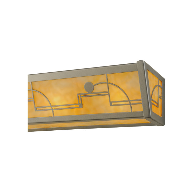 Nickel 24" Art Deco Vanity Light with Beige Shade