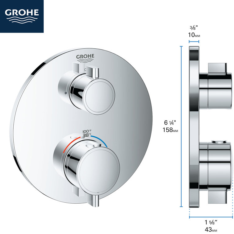European Brushed Nickel Wall-Mounted 2-Handle Thermostatic Shower Trim