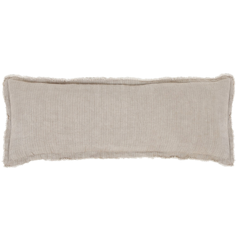Pale Olive Stonewashed Linen Rectangular Lumbar Pillow
