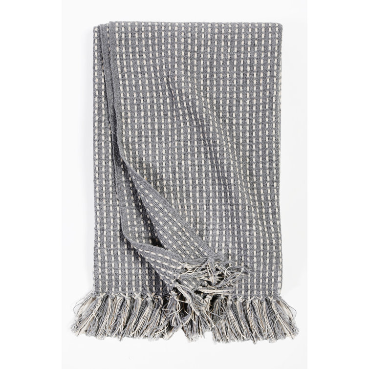 Jasper Oversized Striped Blue Gray Cotton Throw Blanket