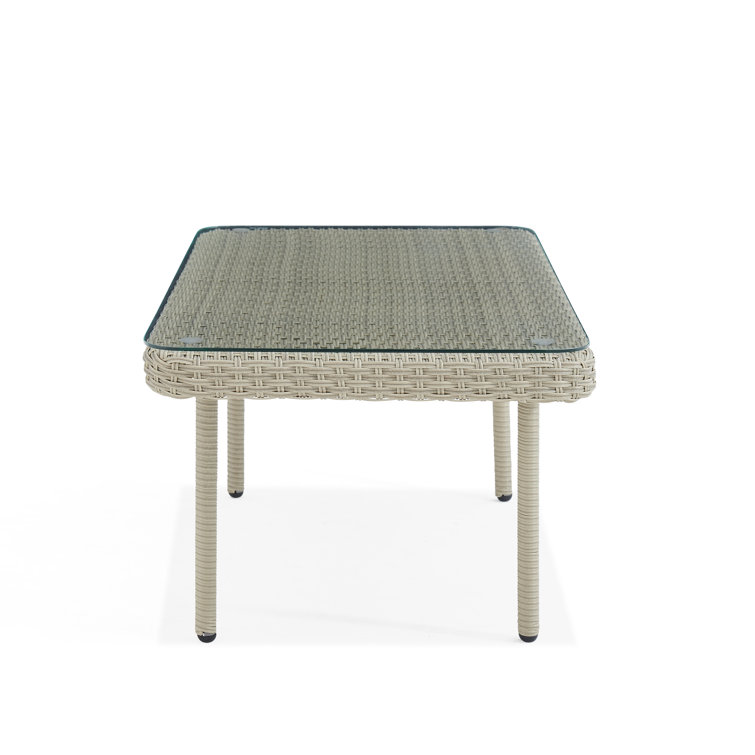 Windham Light Gray All-Weather Wicker Outdoor Coffee Table with Glass Top