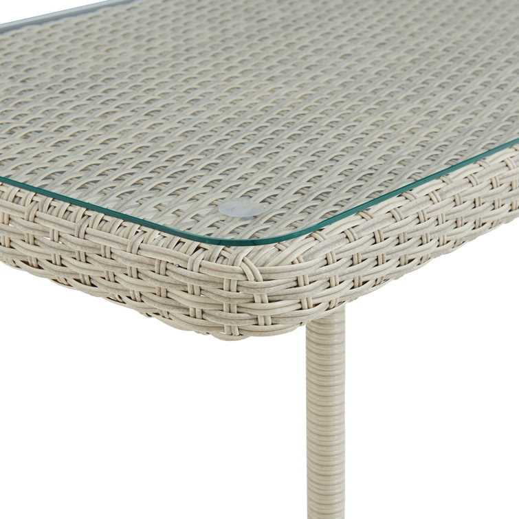 Windham Light Gray All-Weather Wicker Outdoor Coffee Table with Glass Top