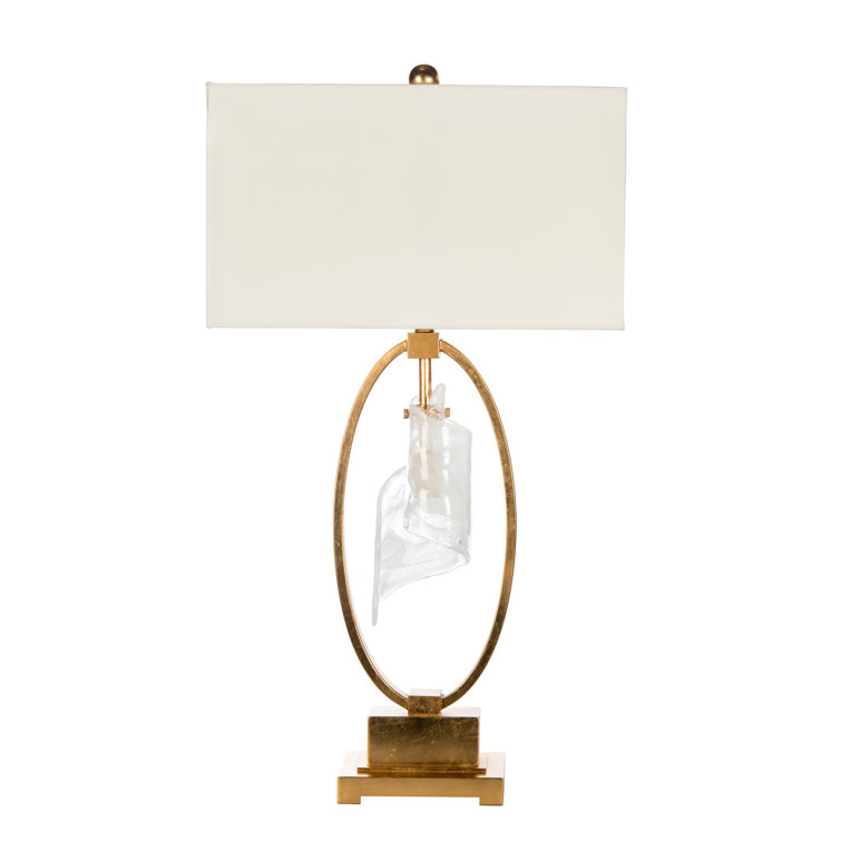 Appian Gold Oval Ring Table Lamp with Ribbon Glass Accent