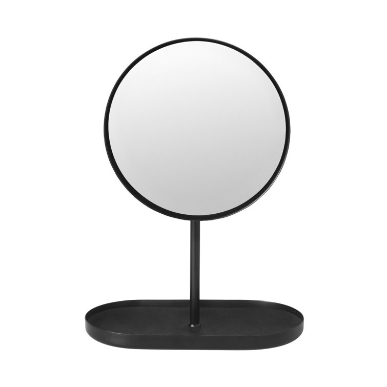 Modo Gray Titanium-Coated Steel Vanity Mirror with Tray