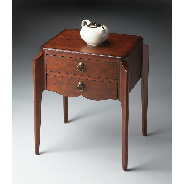 Black Licorice Wood Nightstand with Storage Drawers