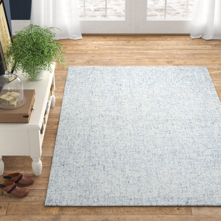 Hand-Tufted Blue Wool Rectangular 9' x 12' Area Rug