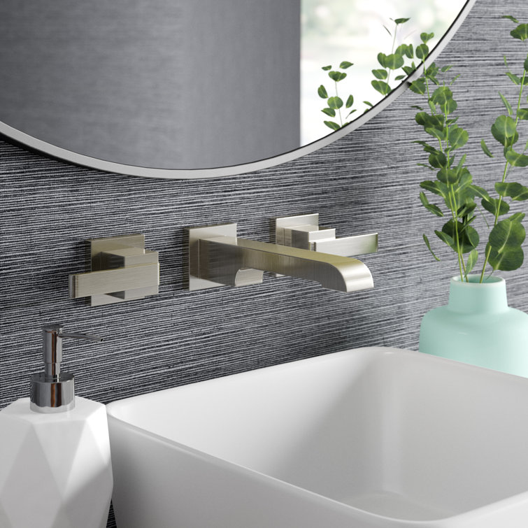 Stainless Steel Wall Mounted Widespread Bathroom Faucet