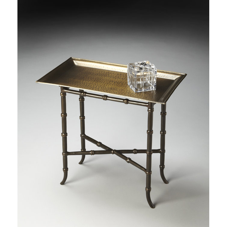 Bronze and Bamboo-Inspired Rectangular Tray Table
