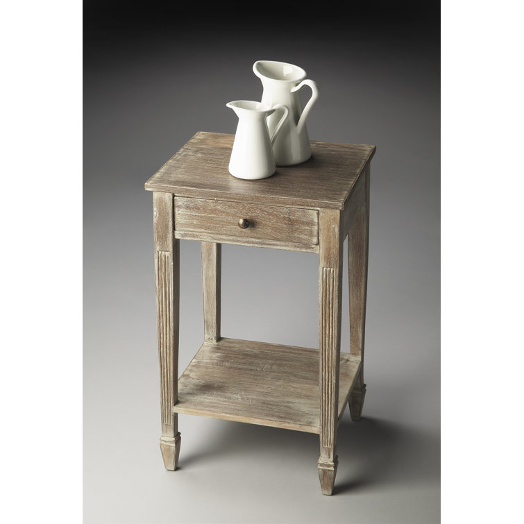 Coastal Chic Acacia Wood Rectangular Side Table with Storage