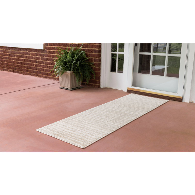 Beige and Brown Reversible Outdoor Runner Rug