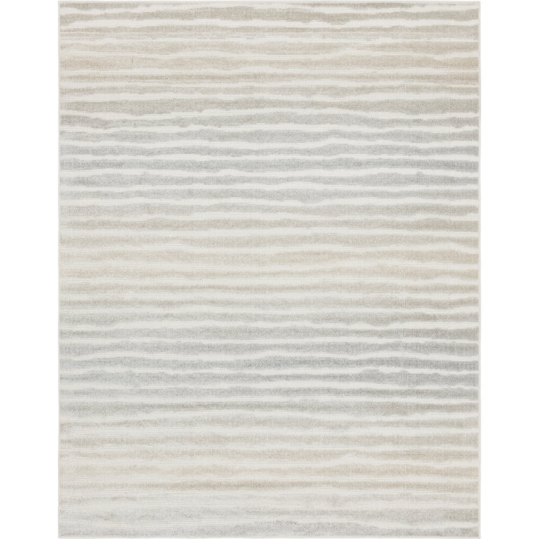 Light Gray Stripe Rectangular Outdoor Rug 8' x 10'
