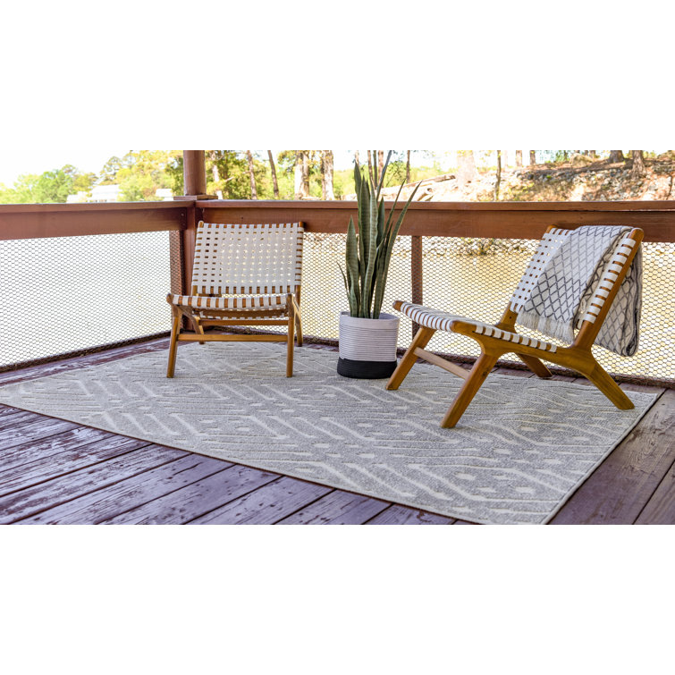 Sabrina Soto Geo-Gray Easy-Care 8' x 10' Outdoor Area Rug