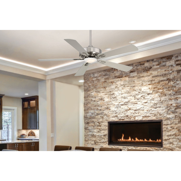 52'' Brushed Nickel LED Ceiling Fan with Remote and Light