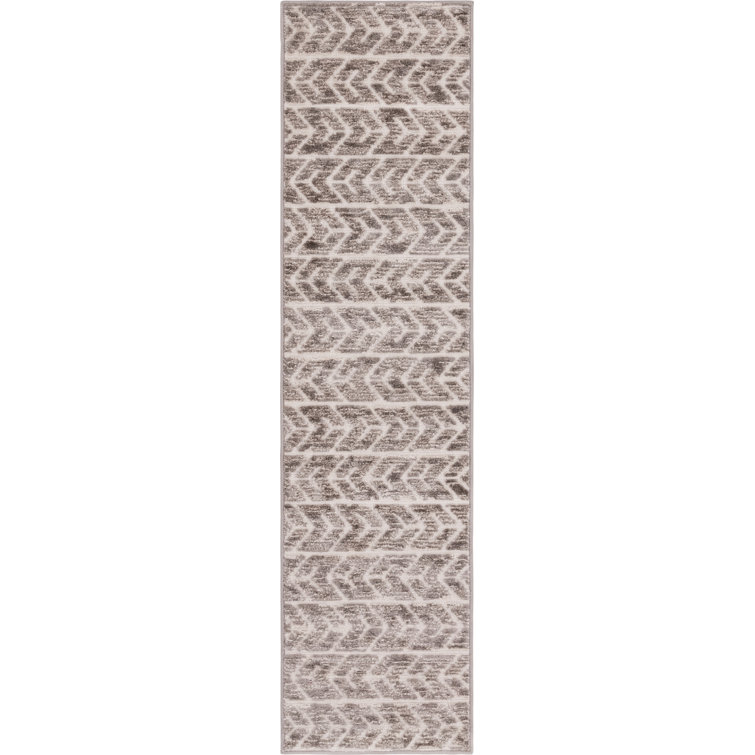 Ivory and Brown Synthetic Outdoor Runner Rug 2' x 8' - Easy Care and Reversible