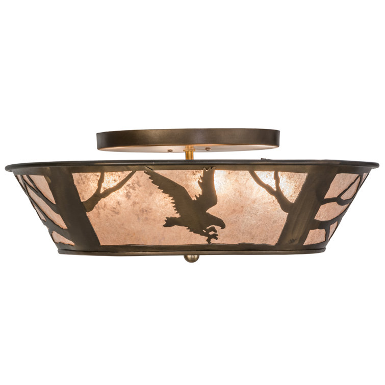 Copper Globe 4-Light Flush Mount with Silver Mica Lens