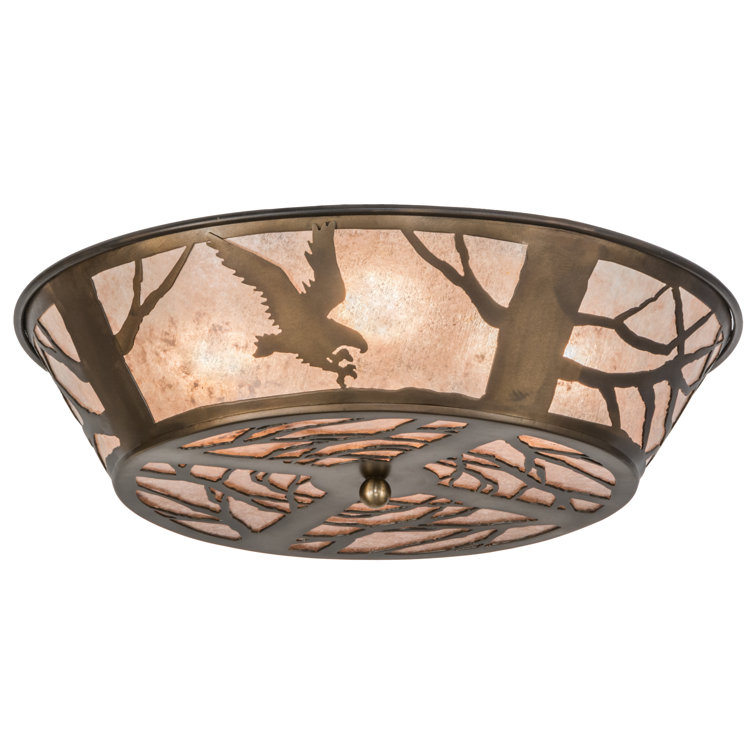 Copper Globe 4-Light Flush Mount with Silver Mica Lens