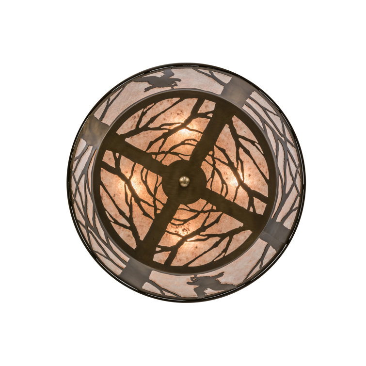 Copper Globe 4-Light Flush Mount with Silver Mica Lens