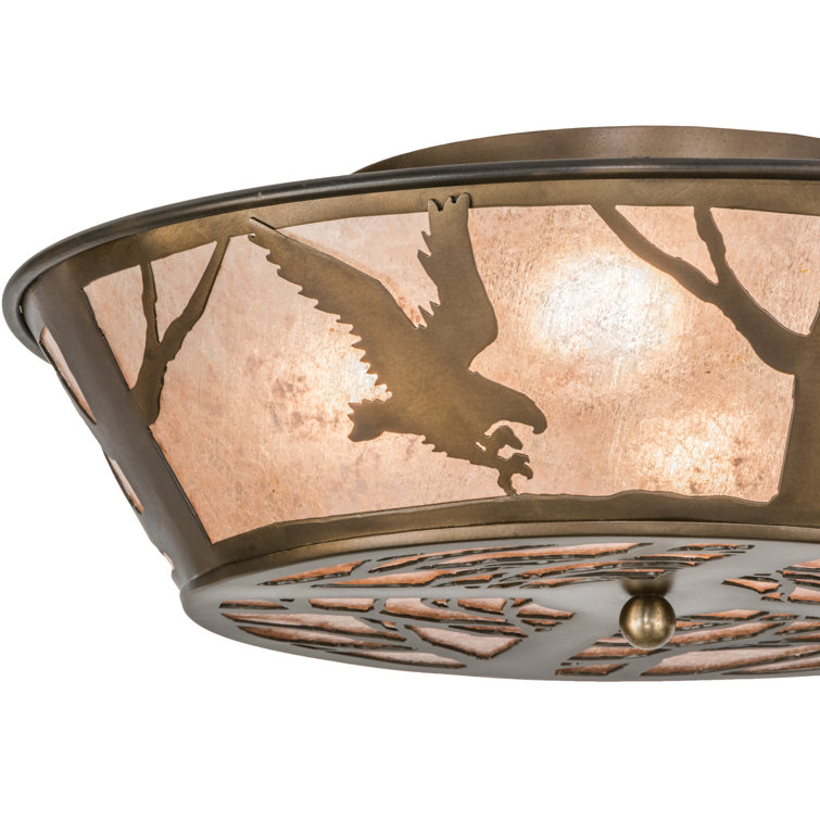 Copper Globe 4-Light Flush Mount with Silver Mica Lens