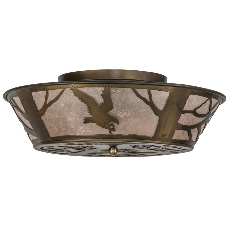Copper Globe 4-Light Flush Mount with Silver Mica Lens