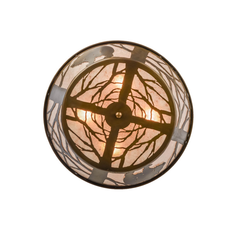 Rustic Copper and Glass Bear Flush Mount Light