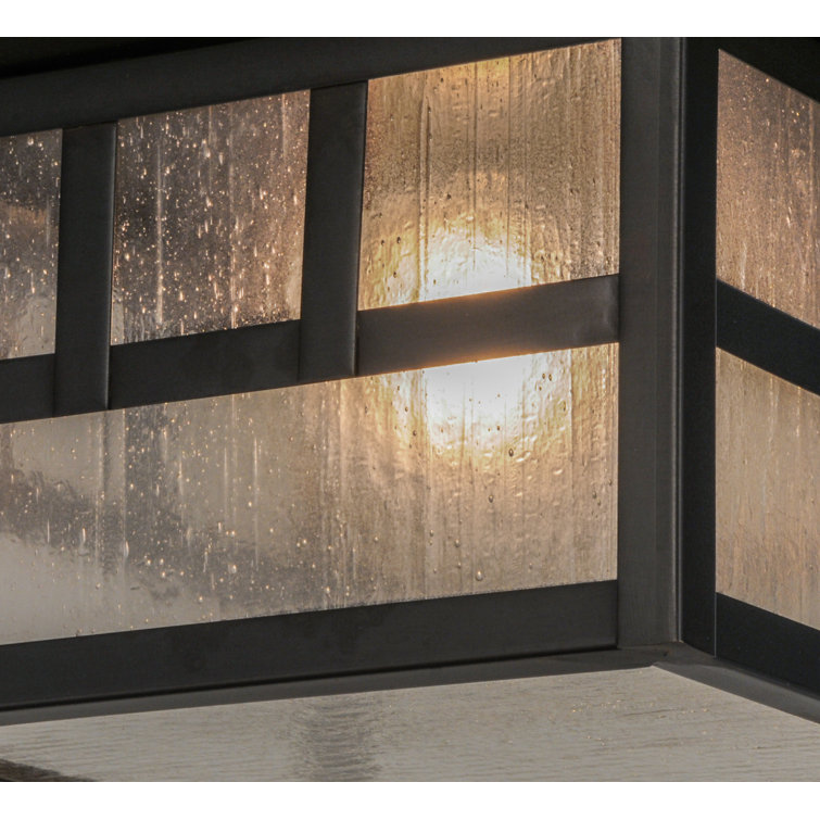 Craftsman Brown 14" Wide Clear Seeded Glass Flush Mount
