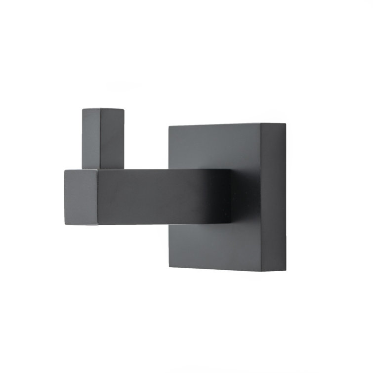 Matte Black Solid Brass 2-Piece Robe Hook Set