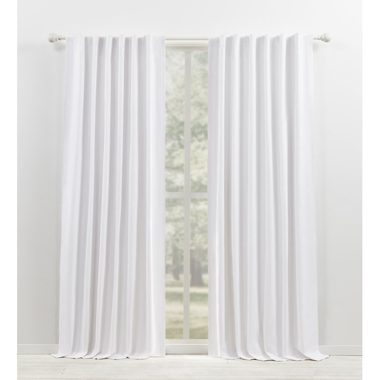 Pure White Cotton Blackout Pleated Curtain Panel 52" x 84"