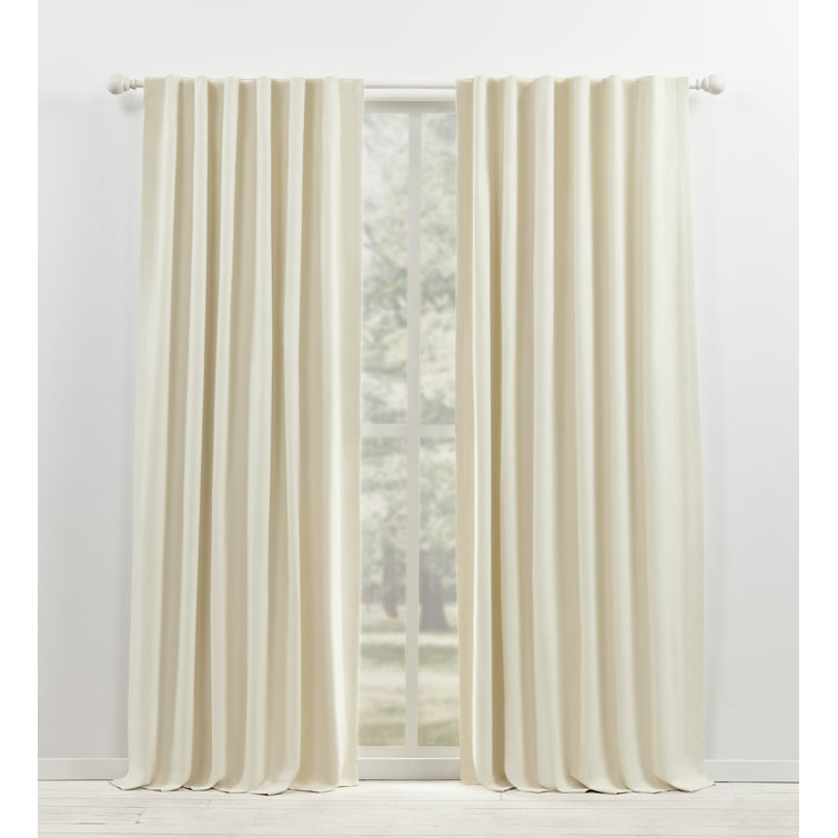 Pure White Cotton Blackout Pleated Curtain Panel 52" x 108"