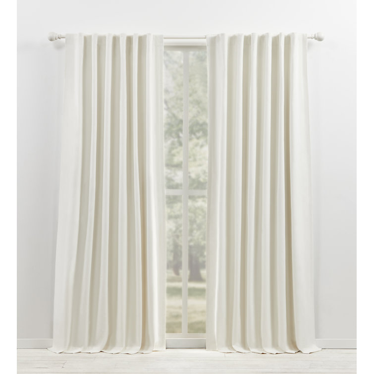 Pure White Cotton Blackout Pleated Curtain Panel 52" x 108"
