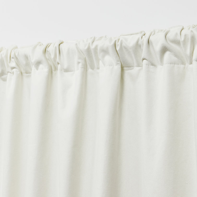 Pure White Cotton Blackout Pleated Curtain Panel 52" x 108"