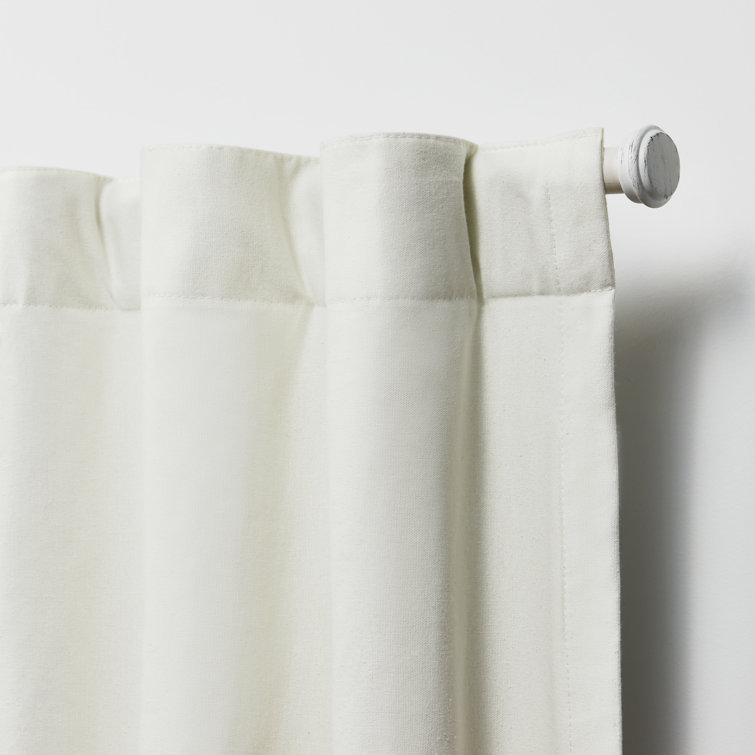 Pure White Cotton Blackout Pleated Curtain Panel 52" x 108"