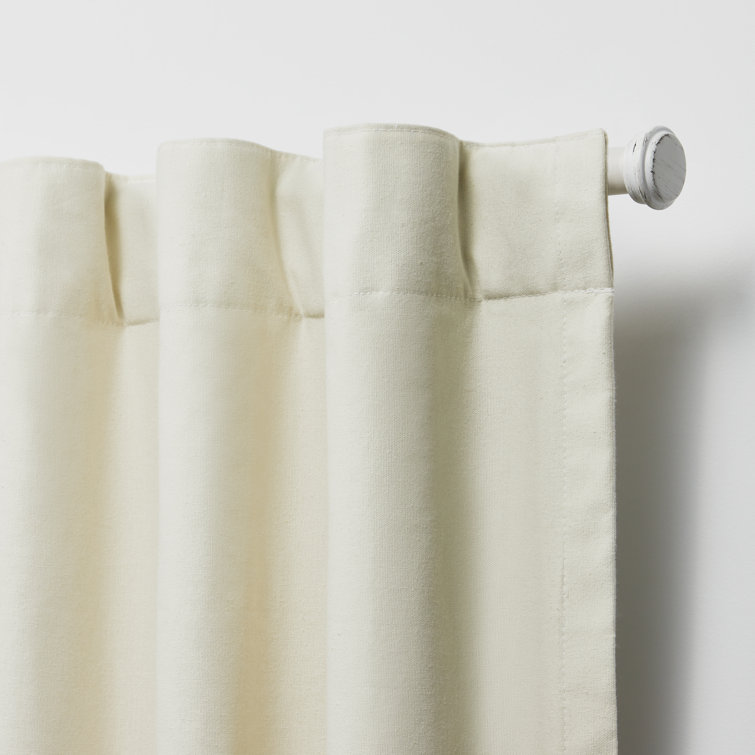 Pure White Cotton Blackout Pleated Curtain Panel 52" x 108"