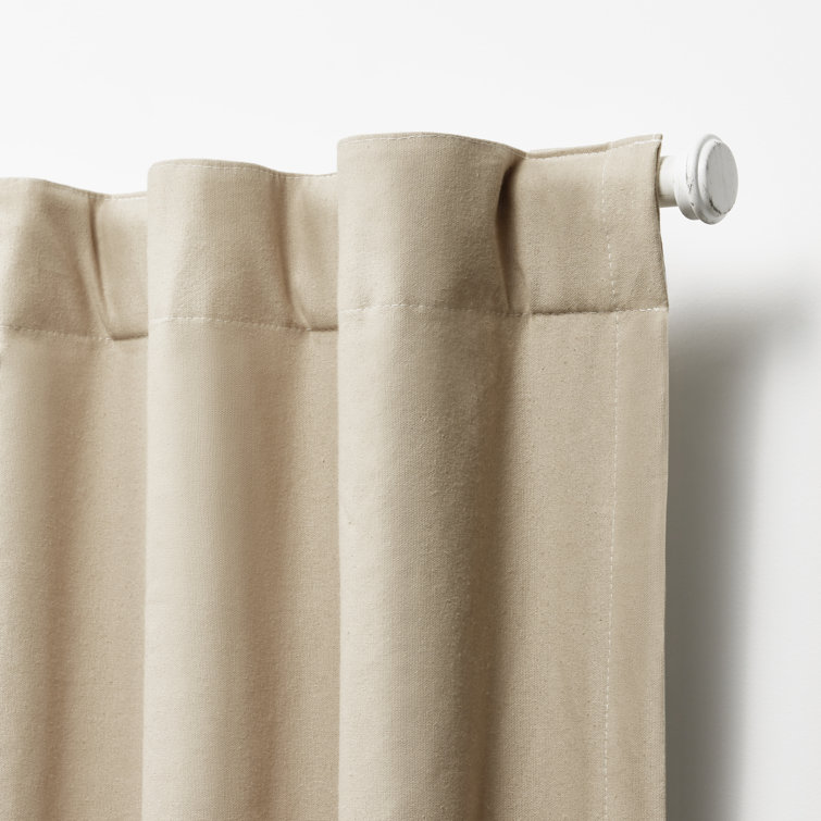 Pure White Cotton Blackout Pleated Curtain Panel 52" x 108"