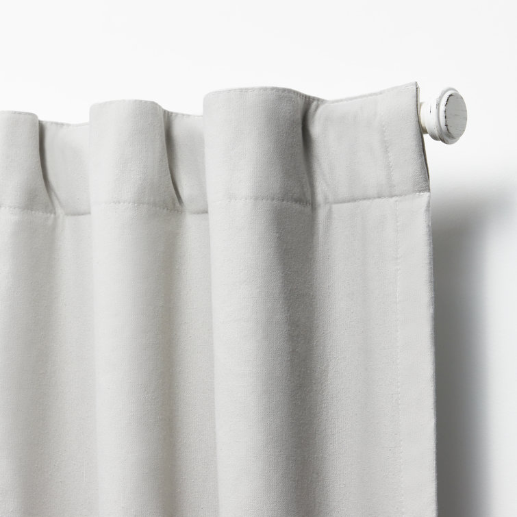 Pure White Cotton Blackout Pleated Curtain Panel 52" x 108"