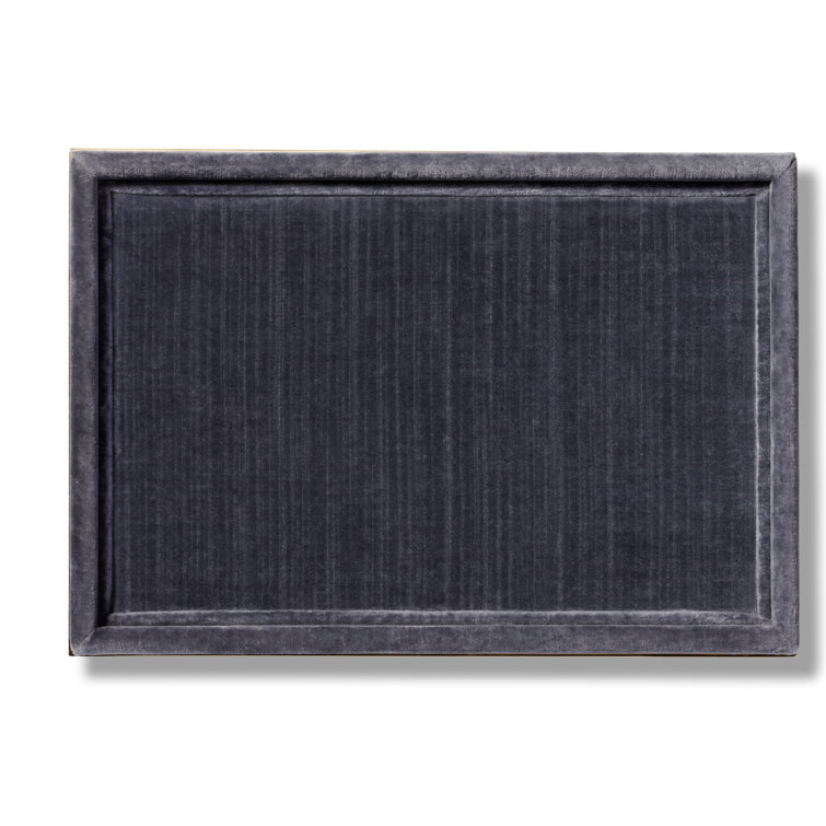 Dusk Blue Velvet and Brass Rectangular Vanity Tray