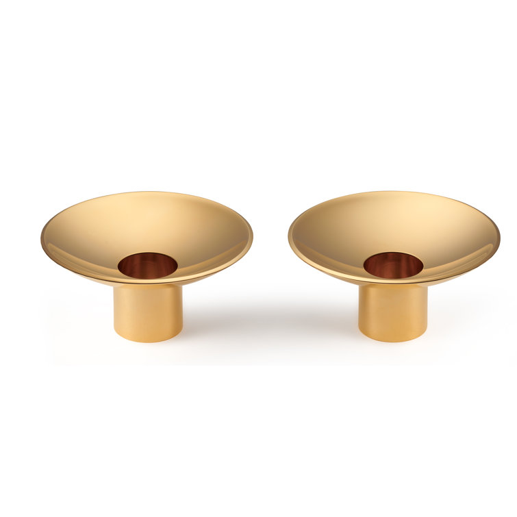 Evelina Brass Minimalist Tabletop Candlestick Set