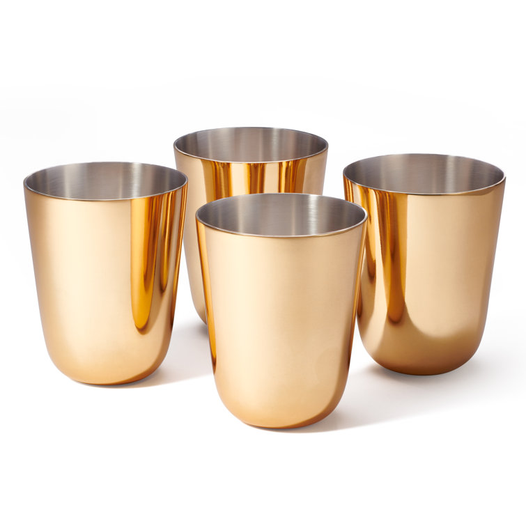Fausto 8oz Gold-Plated Stainless Steel Julep Cup Set