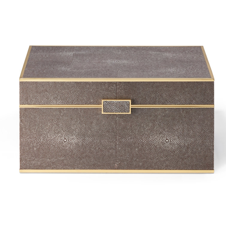 Chocolate Faux Shagreen and Brass Bar Tool Set