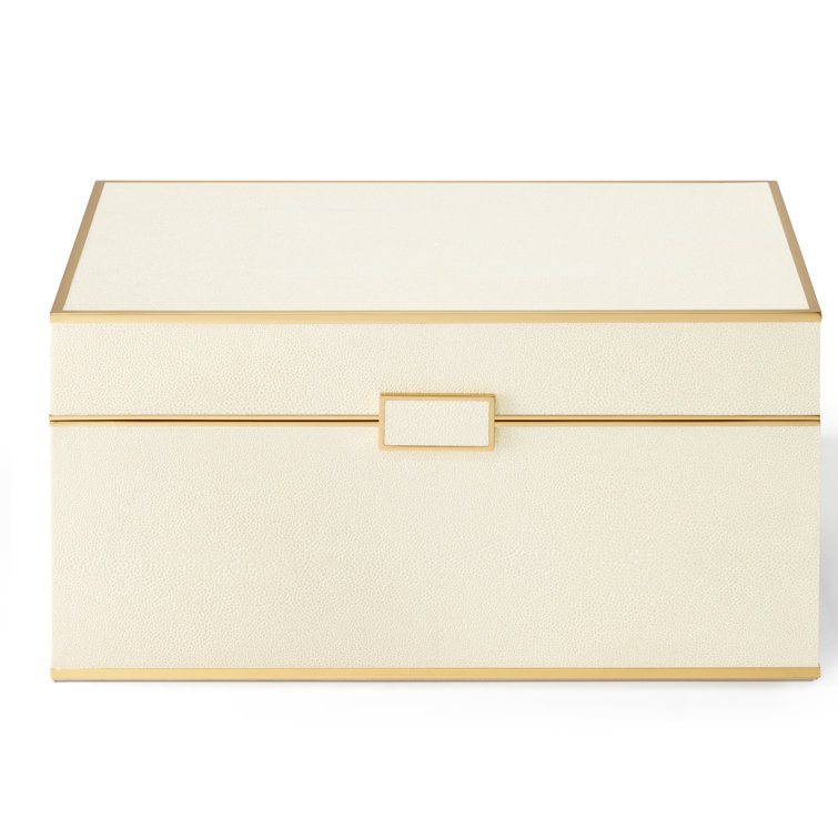 Cream Faux Shagreen Bar Tool Set with Brass Accents