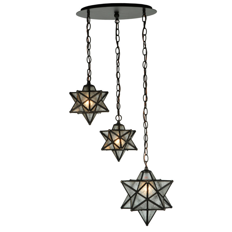 Craftsman Brown 3-Light Seeded Glass Globe LED Pendant
