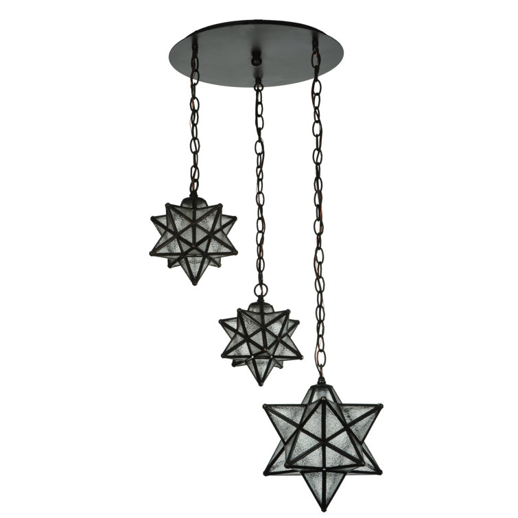 Craftsman Brown 3-Light Seeded Glass Globe LED Pendant