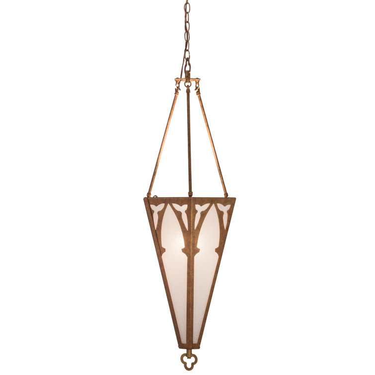 Autumn Leaf Nickel Frame 95" Hexagonal Glass Pendant