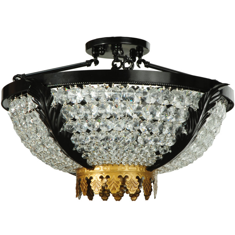 Elegant Black Crystal 3-Light Globe for Indoor/Outdoor Use