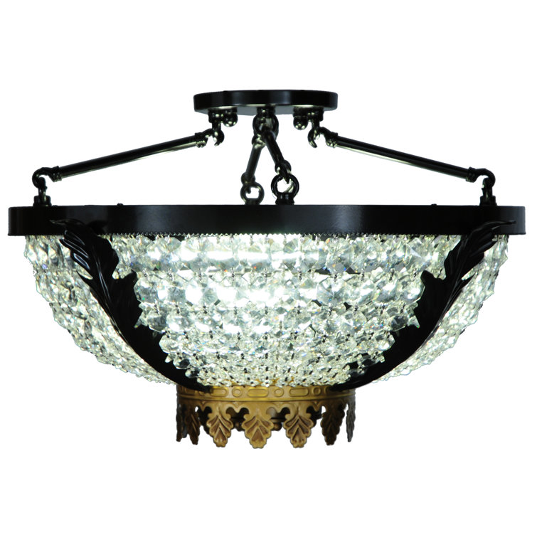 Elegant Black Crystal 3-Light Globe for Indoor/Outdoor Use