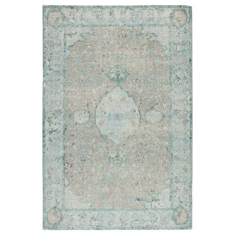 Gray and Beige Hand-Knotted Wool Medallion Rug, 12' x 15'